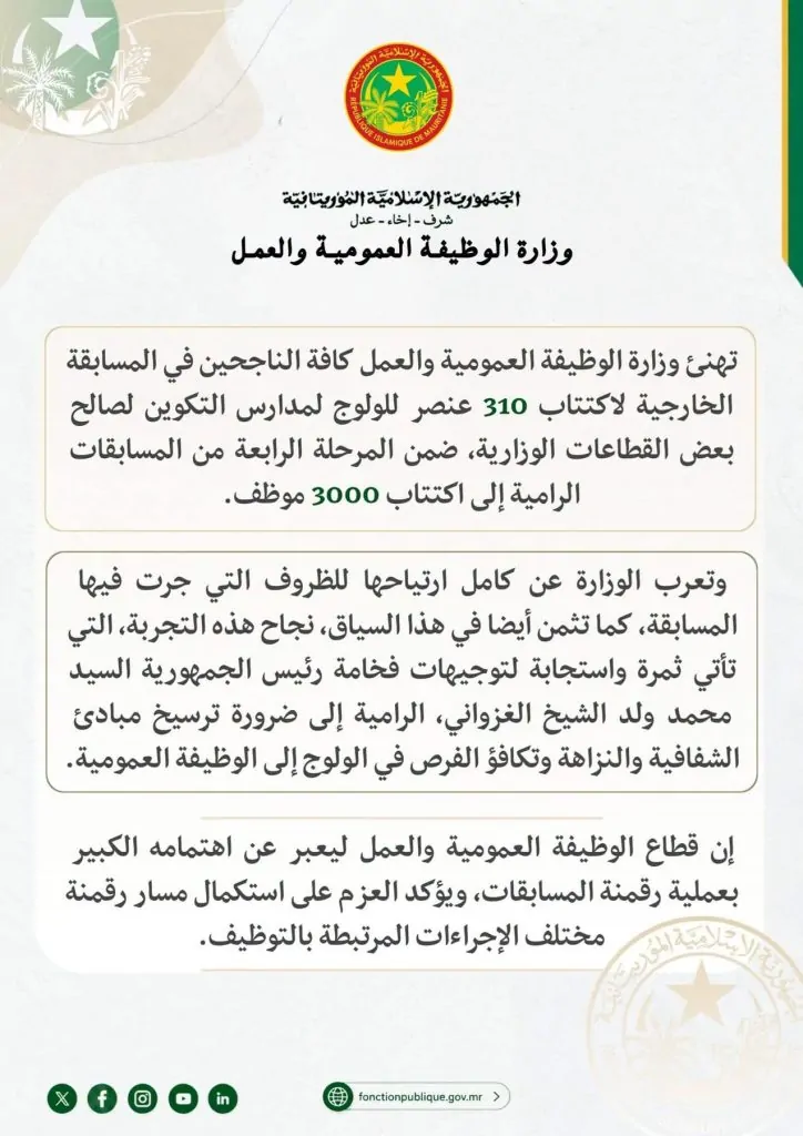 وازرة الوظيفة العمومية: مسابقة 310 عناصر جرت في ظروف شفافة ومرضية